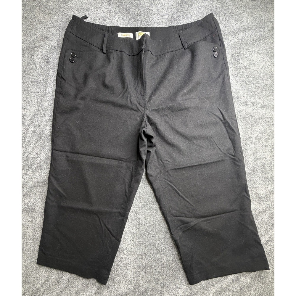 Talbots Women's Capri Career Pants 18W Black Stretch Flat Front Wool Classic Fit